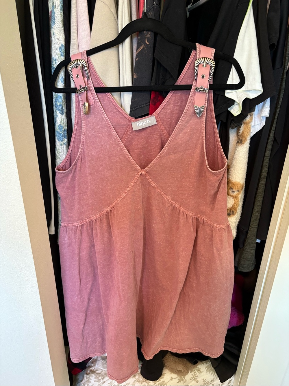 Free People Dusty Rose Washed Tank Dress with Buckle Straps